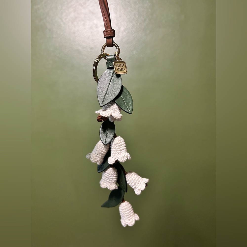 Miu Miu Green and White Floral Key Holder